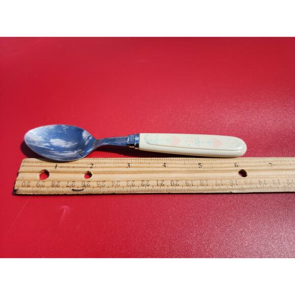 4 Corelle by Coring Forever Yours Stainless Teaspoons Flatware Plastic MCM 6.25" - Picture 2 of 8